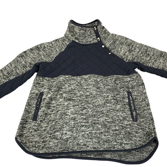 Abercrombie & Fitch Pullover Women's Small Gray Fleece Mock Neck Snap Button - Picture 13 of 16